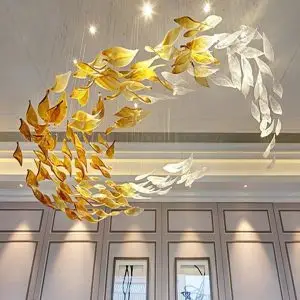 Twisted-Leaf Glass Ornaments — Single piece: 20cm length, multi‑color optional