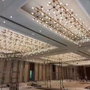 Custom Large Metal Starry-Sky Chandelier for Hotel Lobbies — lamp head 3000K(Warm White)