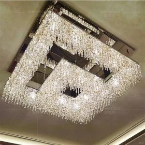 Modern-Luxury Crystal Chandelier — Square shape, 80 cm × 80 cm.