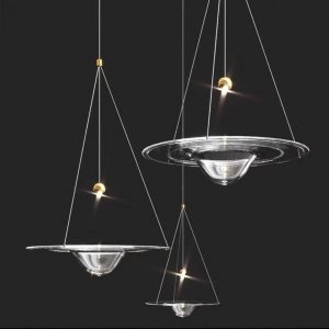 Nordic UFO Disc Glass Pendant — A: Diameter 20 cm, 3000K(Warm White)