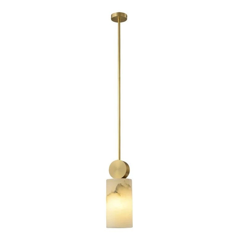 Alabaster Cube Pendant — Slim Rod Hanging Light for Bedside & Bar - Image 4