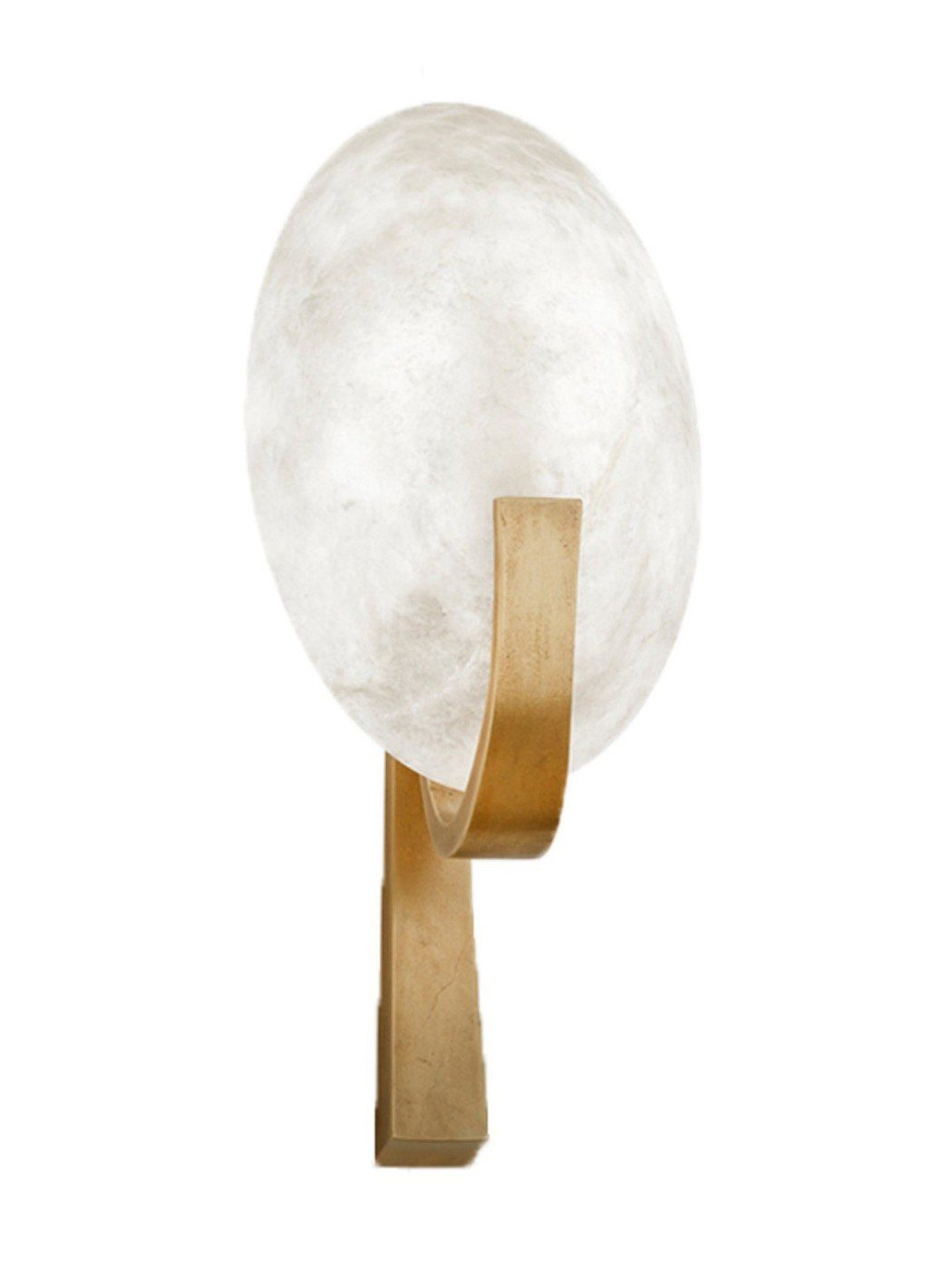 Brass U-Bracket Wall Sconce with Oval Alabaster Shade — Statement Bedside Light - Image 5