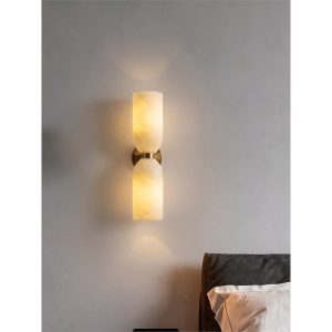 Cylinder Alabaster Wall Sconce — Warm Glow Light for Corridors & Lobbies