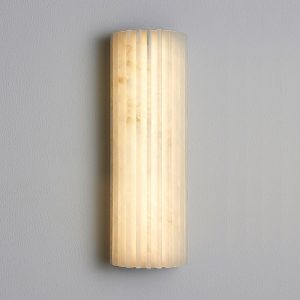 Fluted Alabaster Bar Sconce — Ribbed Vertical Wall Light for Corridors