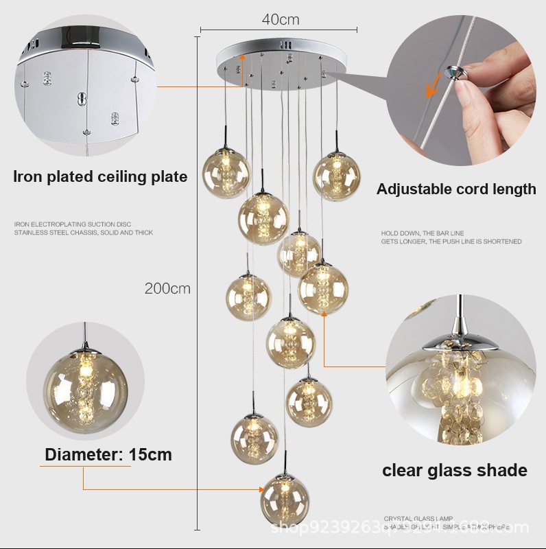 Glass Hanging Pendant Light — for Dining & Retail — view 2