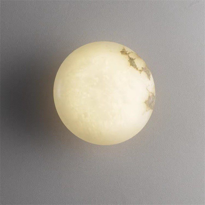Oval Alabaster Wall Sconce on Brass Backplate — Bedside & Guest Room Light - Image 3