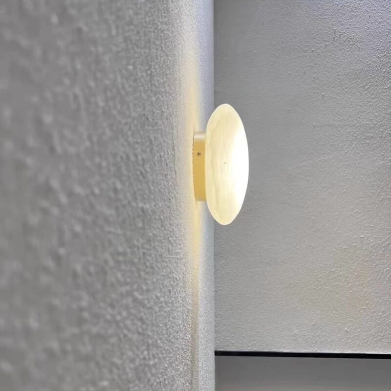 Oval Alabaster Wall Sconce on Brass Backplate — Bedside & Guest Room Light - Image 5