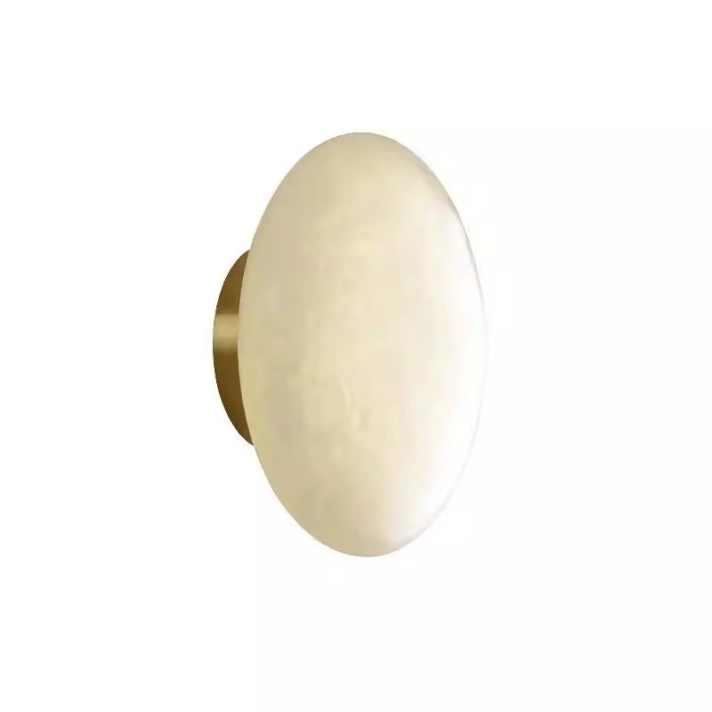 Oval Alabaster Wall Sconce on Brass Backplate — Bedside & Guest Room Light - Image 6