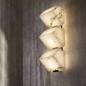 Stacked Alabaster Cube Wall Sconce — Sculptural Corridor & Feature Wall Light