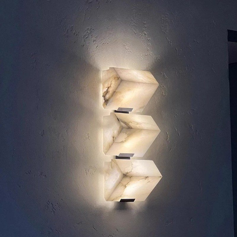 Stacked Alabaster Cube Wall Sconce — Sculptural Corridor & Feature Wall Light - Image 3
