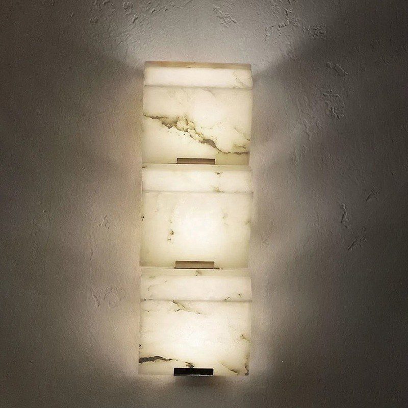 Stacked Alabaster Cube Wall Sconce — Sculptural Corridor & Feature Wall Light - Image 4