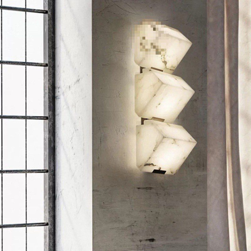 Stacked Alabaster Cube Wall Sconce — Sculptural Corridor & Feature Wall Light - Image 5