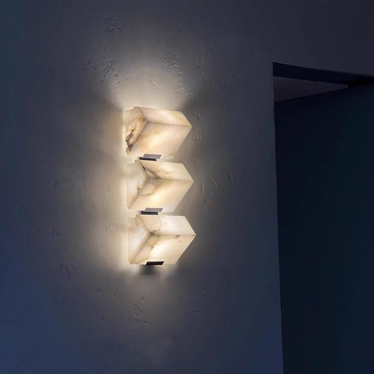 Three-Tier Alabaster Bowl Sconce — Sculptural Brass Wall Light for Lobbies - Image 4