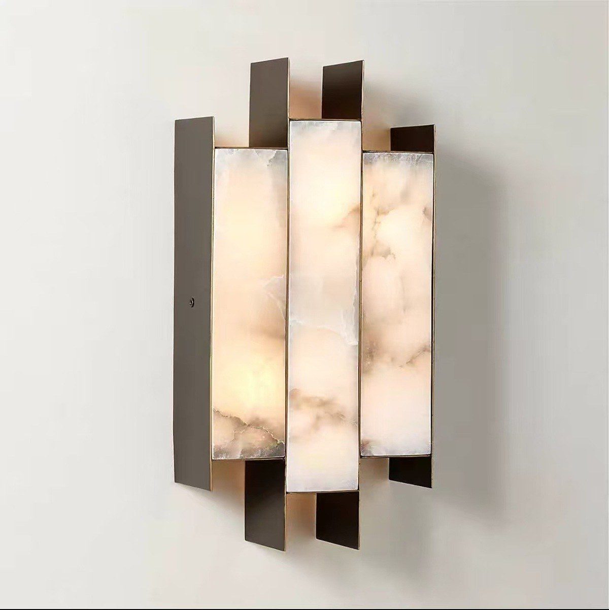 Three-Tier Alabaster Bowl Sconce — Sculptural Brass Wall Light for Lobbies - Image 7