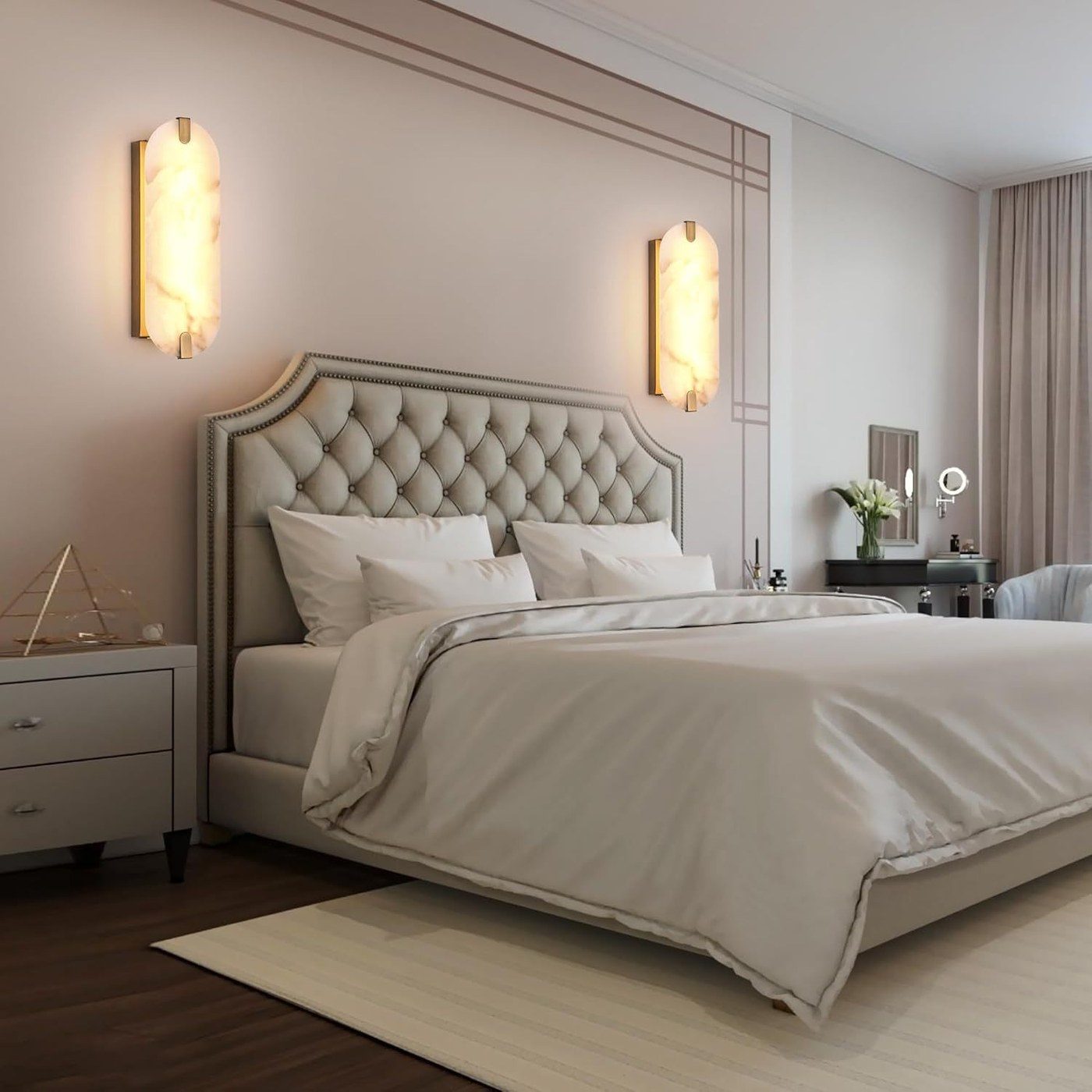Twin Alabaster Pill Wall Sconce — Double Shade Light for Guest Rooms - Image 3