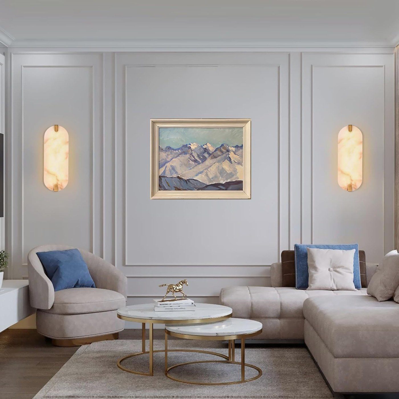 Twin Alabaster Pill Wall Sconce — Double Shade Light for Guest Rooms - Image 4