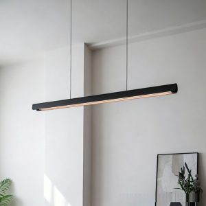 Wood Linear Pendant Light — Linear Suspension for Dining — view 1