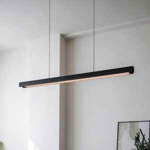 Wood Linear Pendant Light — Linear Suspension for Dining — view 1