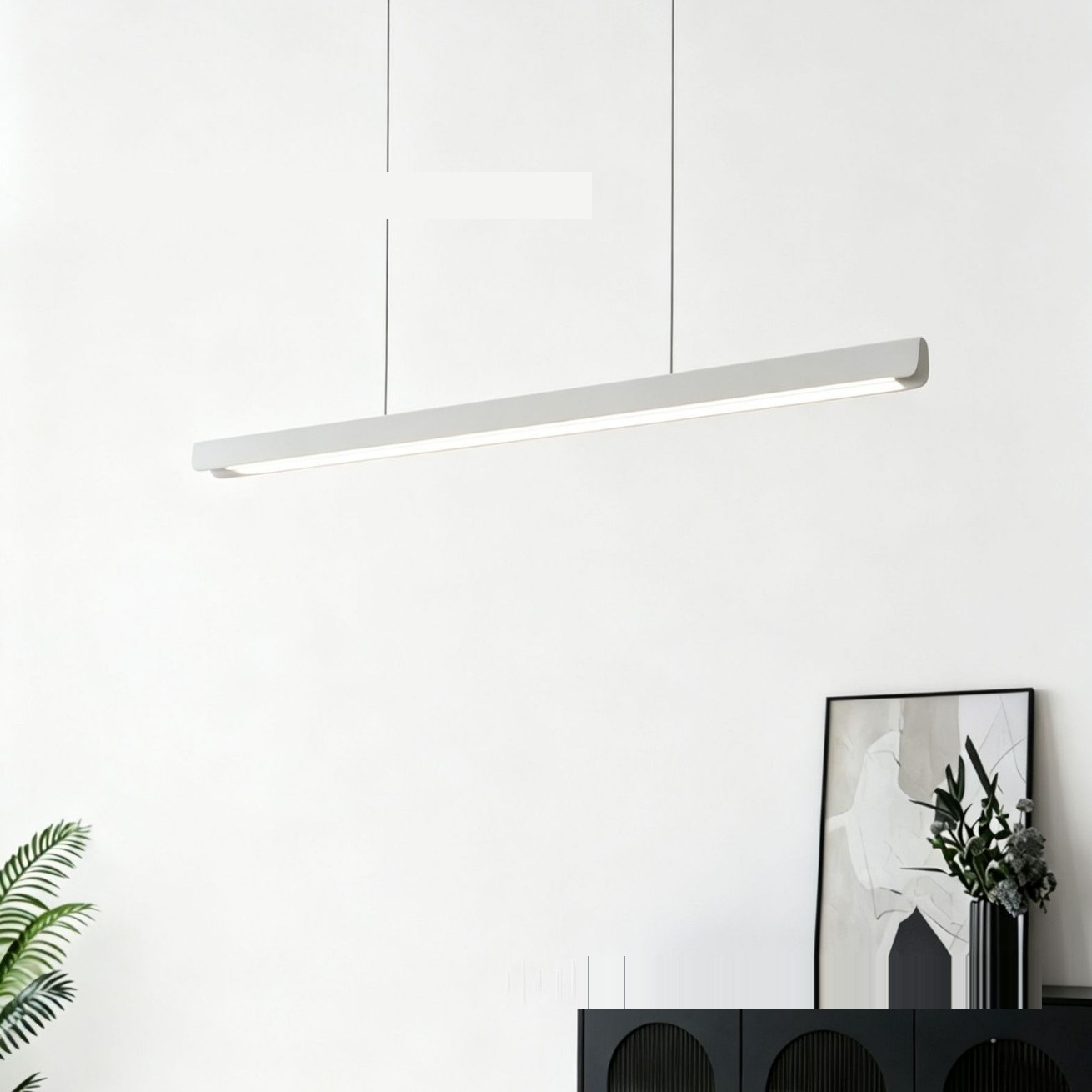 Wood Linear Pendant Light — Linear Suspension for Dining — view 2