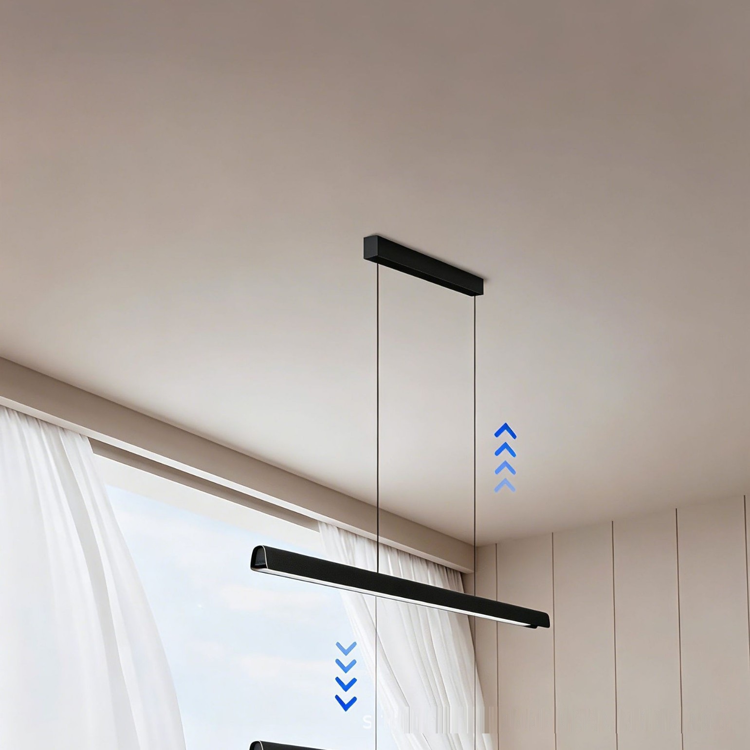 Wood Linear Pendant Light — Linear Suspension for Dining — view 4