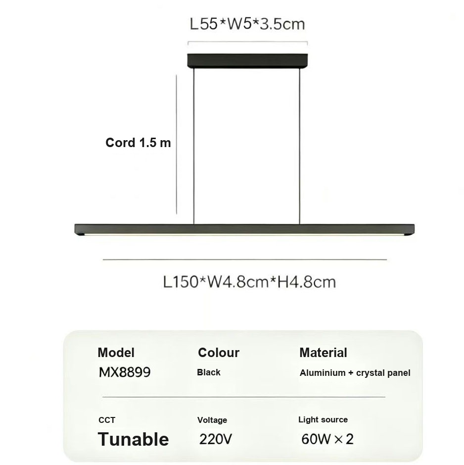 Wood Linear Pendant Light — Linear Suspension for Dining — view 8
