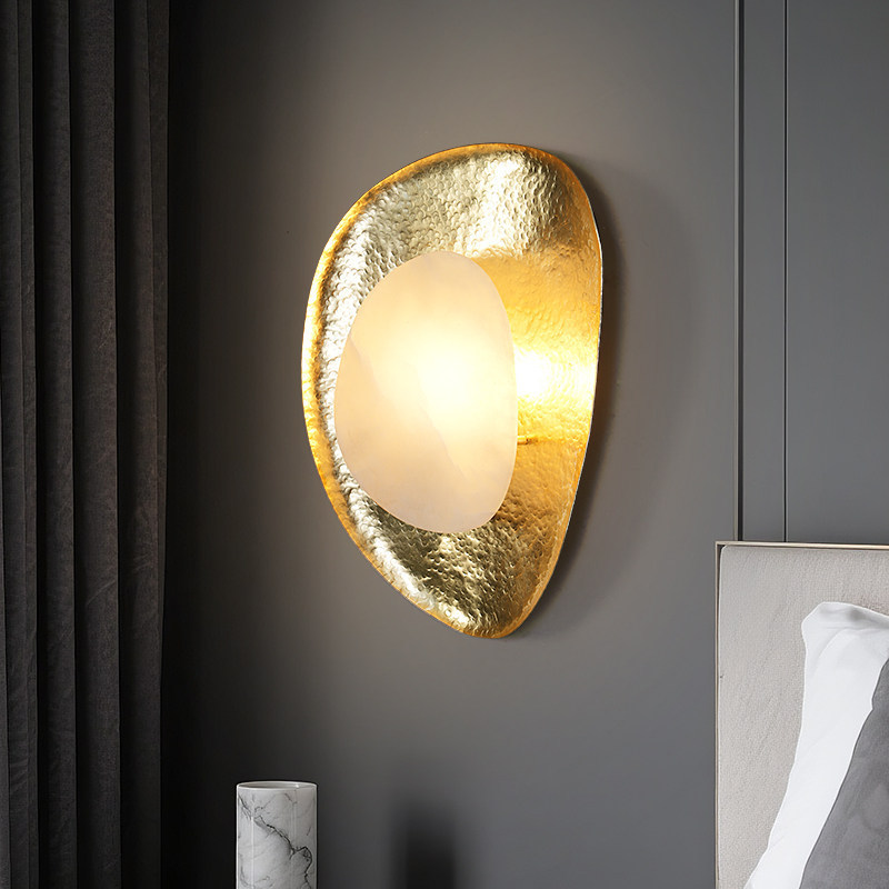 Alabaster Vanity Wall Light with Metal Frame - Image 3