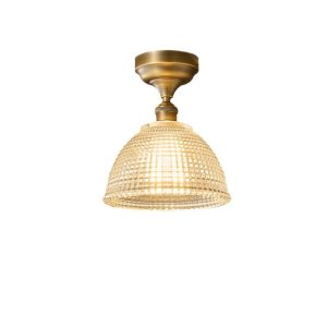 Antique Brass Ceiling Light with Glass Shade