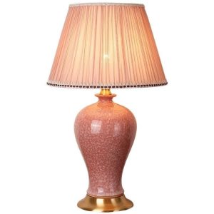 Brass Table Lamp with Crystalline Glaze Shade