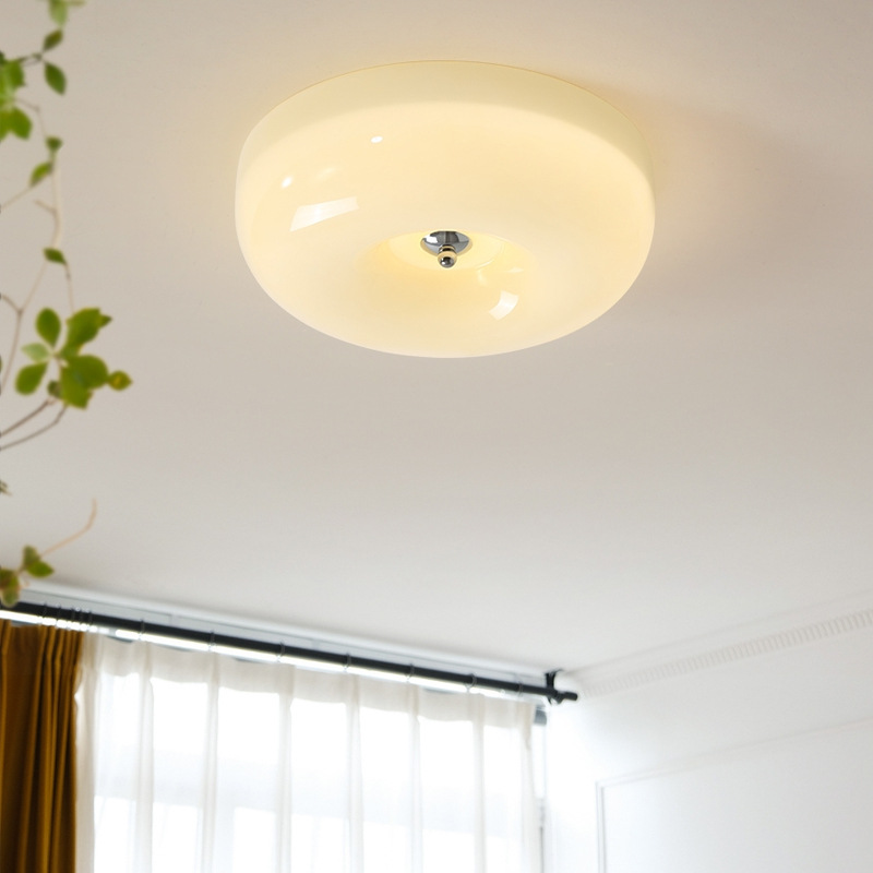 Cream Glass Ceiling Light with Chrome Fittings - Image 3
