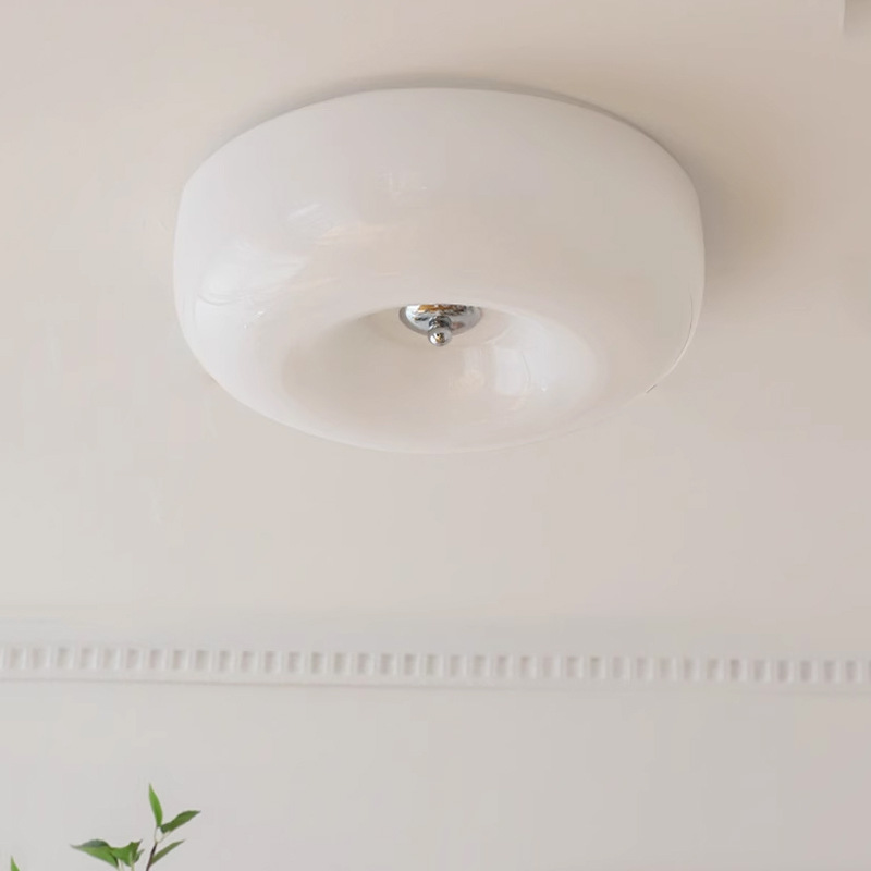 Cream Glass Ceiling Light with Chrome Fittings - Image 2