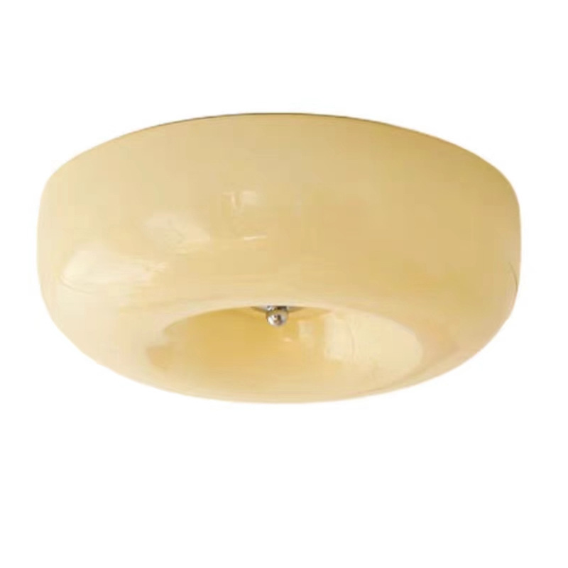 Cream Glass Ceiling Light with Chrome Fittings