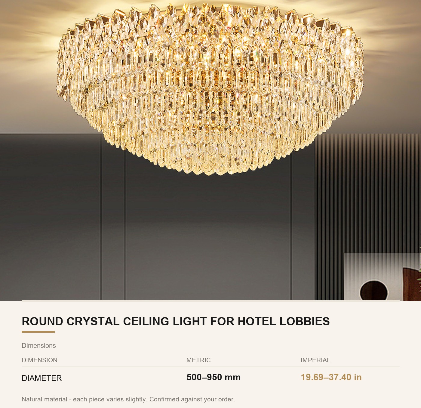Round Crystal Ceiling Light for Hotel Lobbies - Image 5