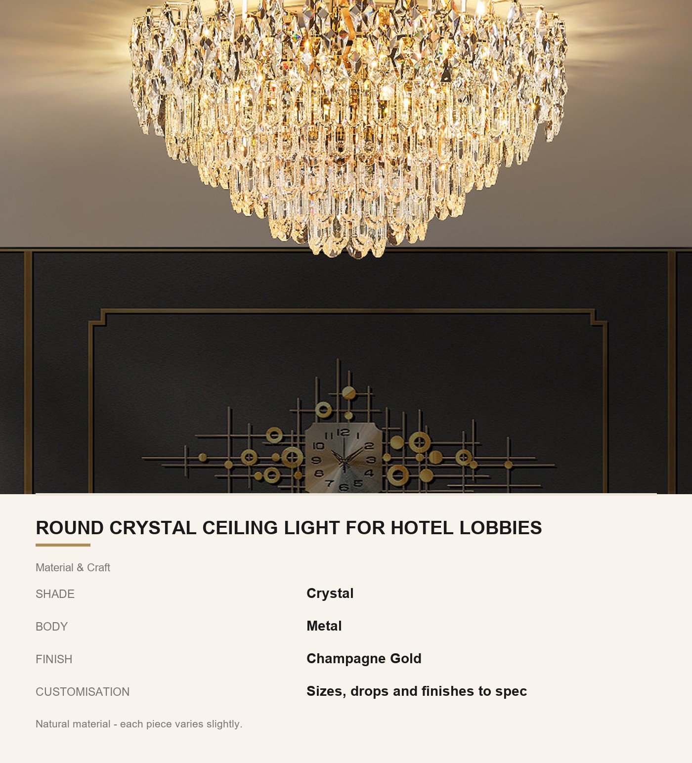 Round Crystal Ceiling Light for Hotel Lobbies - Image 6