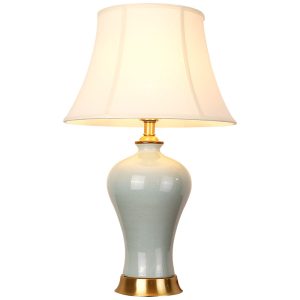 Solid Brass Table Lamp with Ceramic Shade