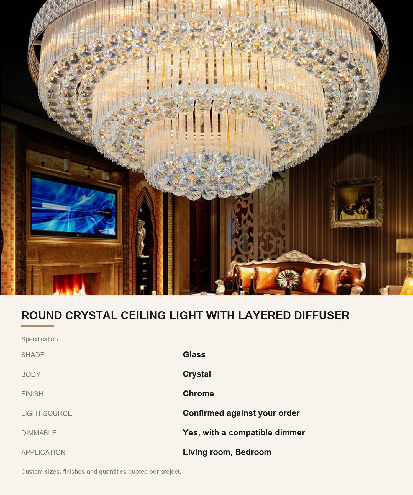 Round Crystal Ceiling Light with Layered Diffuser - Image 6