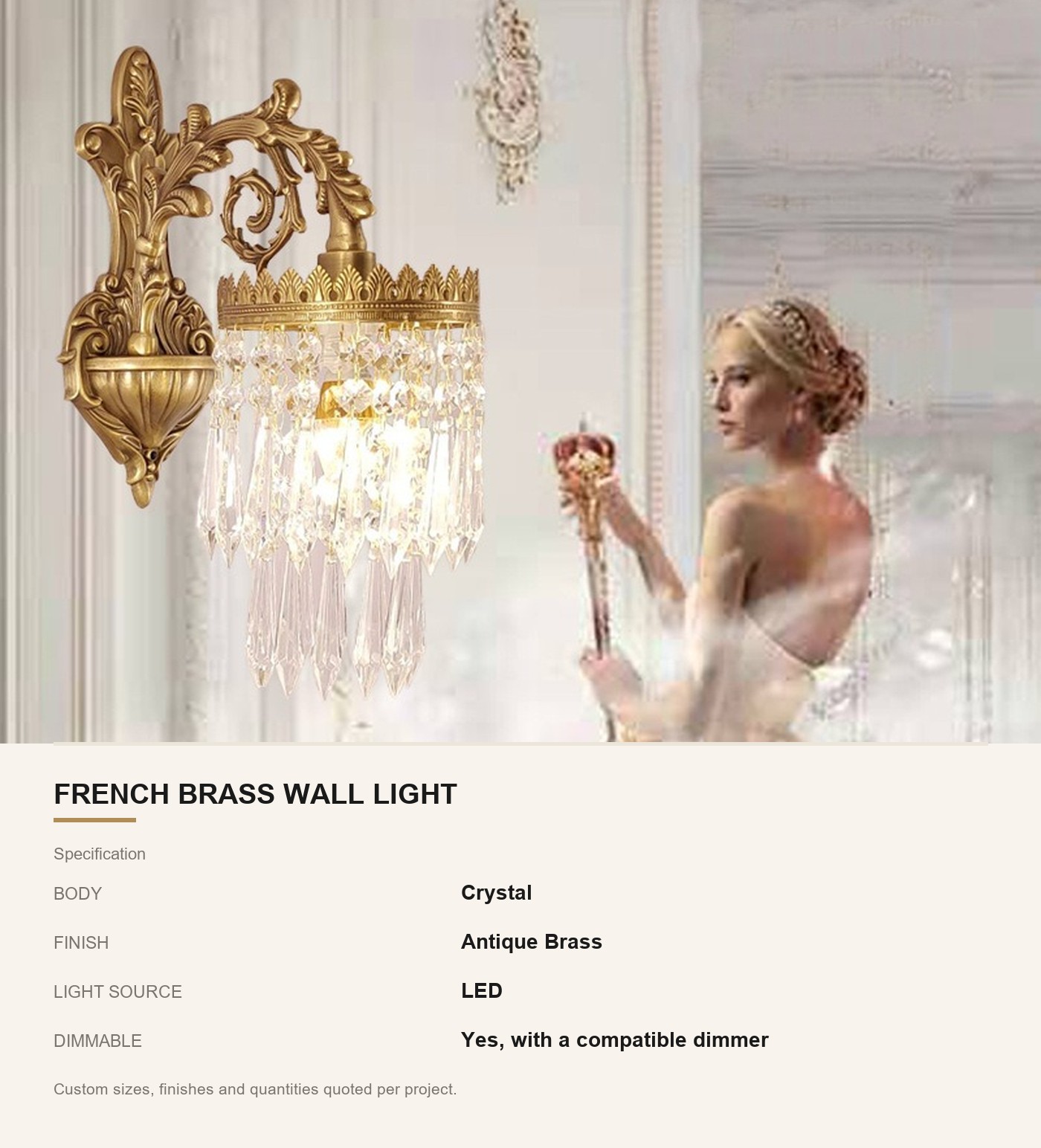 French Brass Wall Light - Image 5