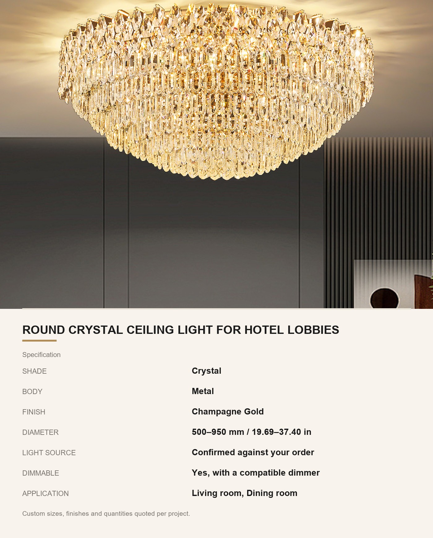 Round Crystal Ceiling Light for Hotel Lobbies - Image 4